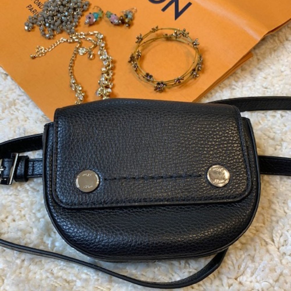 NEW J Crew Pebbled Leather Fanny Pack Black